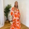 ORANGE FLORAL OPEN BACK MAXI DRESS