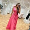 PINK TIE SHOULDER MAXI DRESS