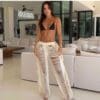Pro-Fashion Boutique - CREAM FRINGED TROUSERS