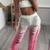 Pro-Fashion Boutique - OMBRÉ PINK FRINGED TROUSERS