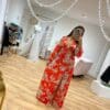 RED FLORAL TIE FRONT CROP TOP & MAXI SKIRT - Image 5