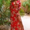 RED FLORAL TIE FRONT CROP TOP & MAXI SKIRT
