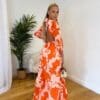 ORANGE FLORAL OPEN BACK MAXI DRESS - Image 2