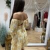 YELLOW FLORAL OFF THE SHOULDER DRESS - Image 3